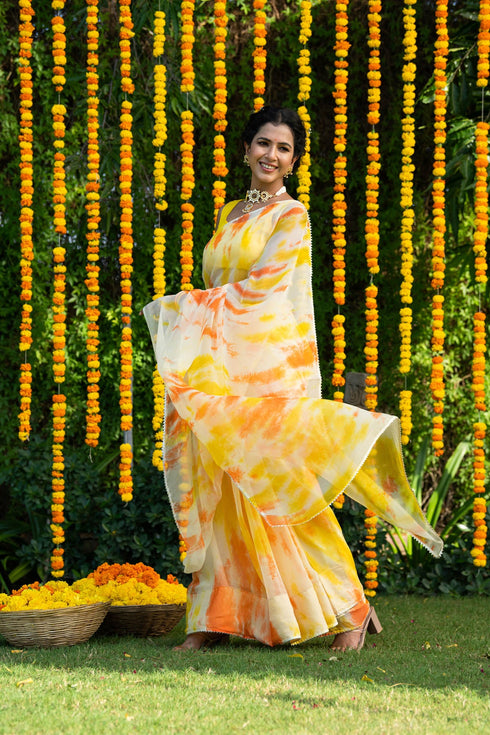 MULMUL CANNA LILY CHIFFON SAREE MULMUL CANNA LILY CHIFFON SAREE